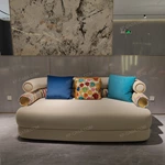 Creamy White & Teal Gradient Velvet Sofa Set with Monogram Jacquard Craftsmanship, Roller Armrests & Gold Stainless Steel Accents